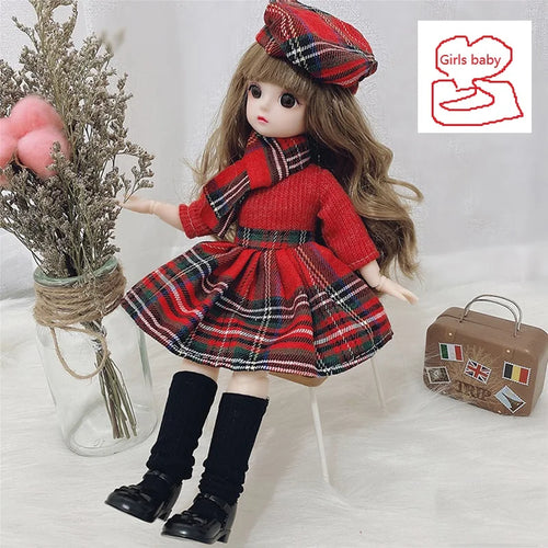 30cm 1/6 BJD Anime Dolls with Fashion Full Set Clothes 23 Joints DIY Dress Up Holiday Birthday Gifts Toy for Children Girls